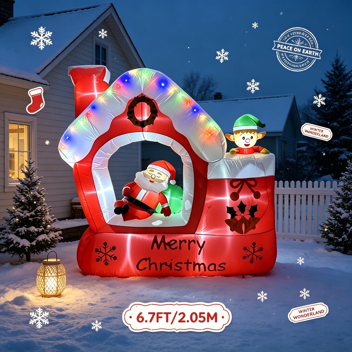 Santa'S Elves Holiday Lighting & Decor Llc - Décoration de jardin gonflable pour les
