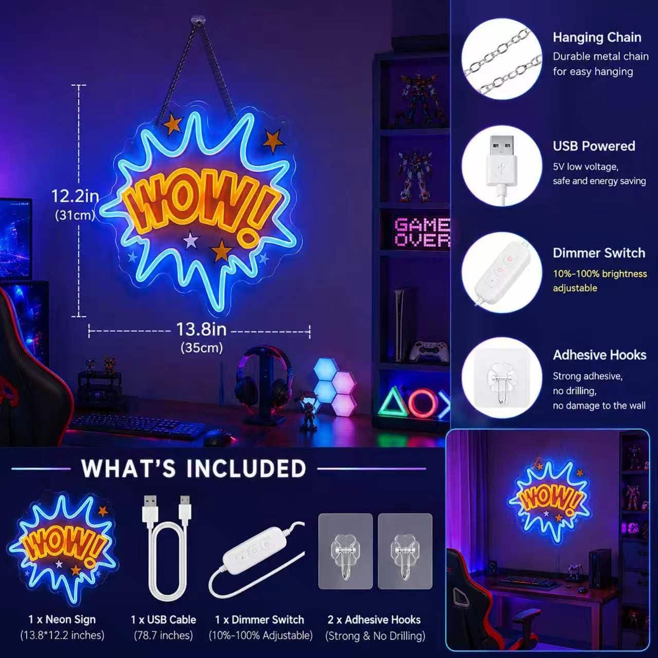 WOW Neon Sign – Lumières LED n - Lighting Decor Wow avis et prix