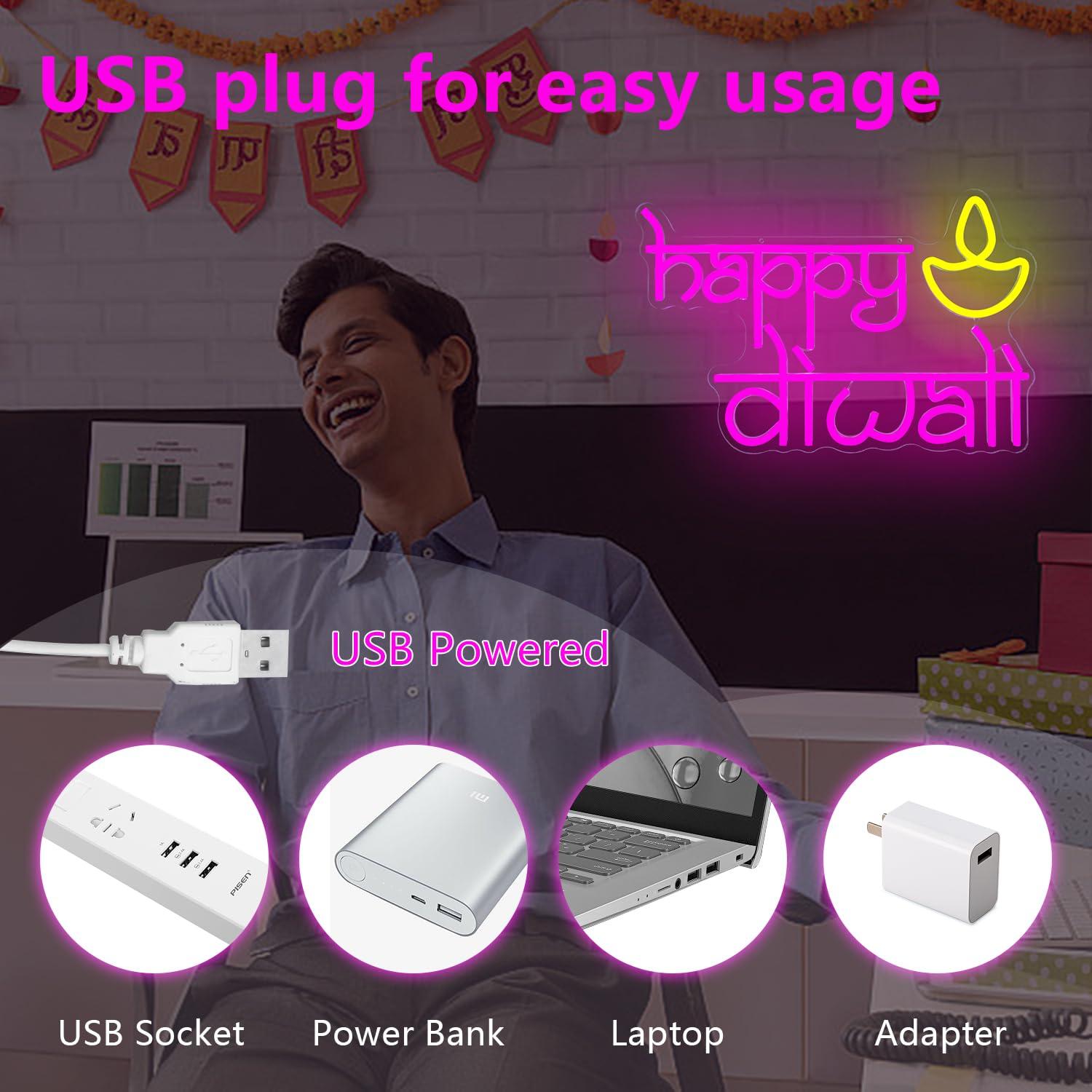 Panneau néon Joyeux Diwali, al - Lighting Decoration For Diwali avis et prix