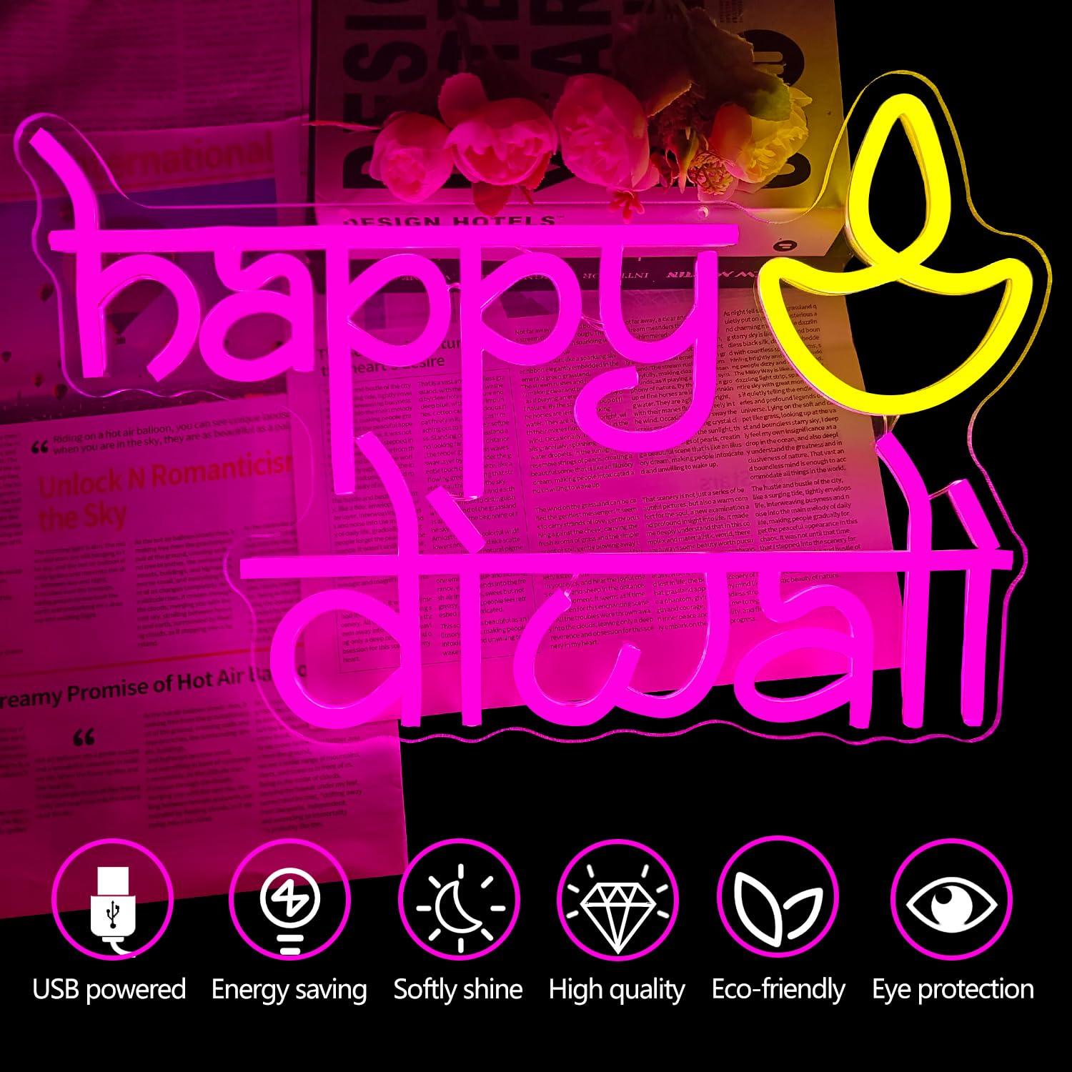 Panneau néon Joyeux Diwali, al - Lighting Decoration For Diwali avis et prix
