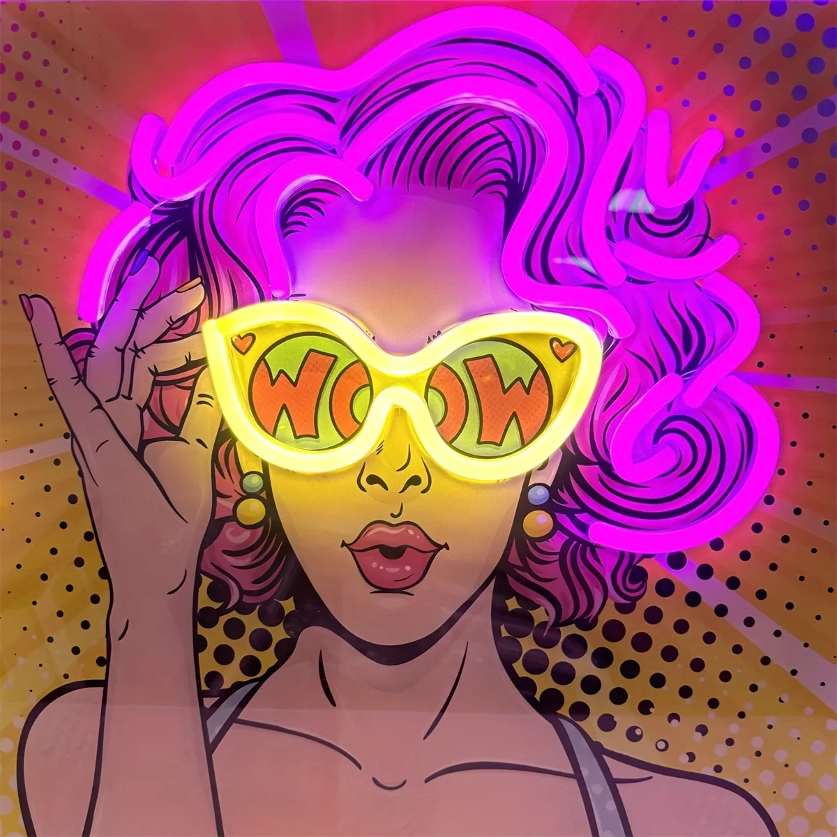Wow Lady Pop Art LED enseigne  - Lighting Decor Wow avis et prix