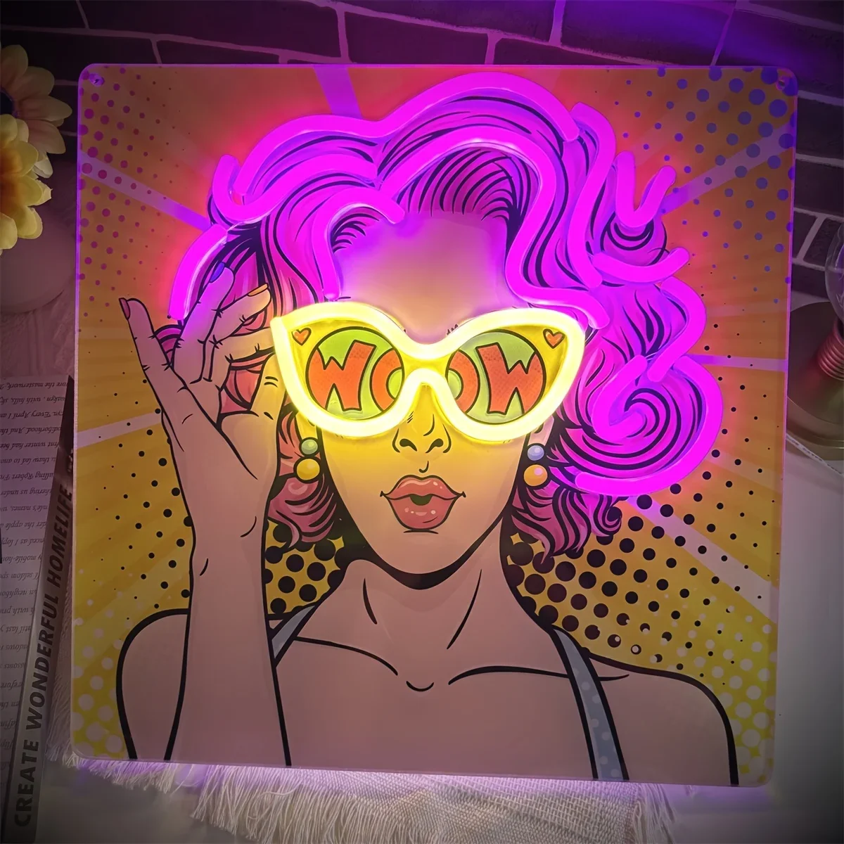 Wow Lady Pop Art LED enseigne  - Lighting Decor Wow avis et prix