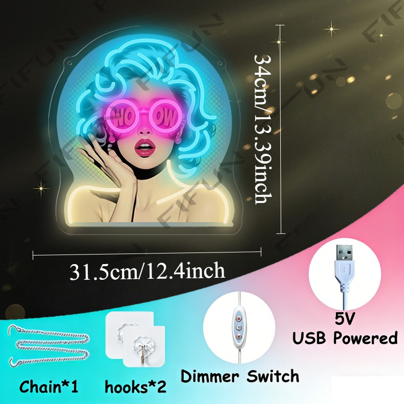 Enseigne néon WOW Curl Girl, a - Lighting Decor Wow avis et prix