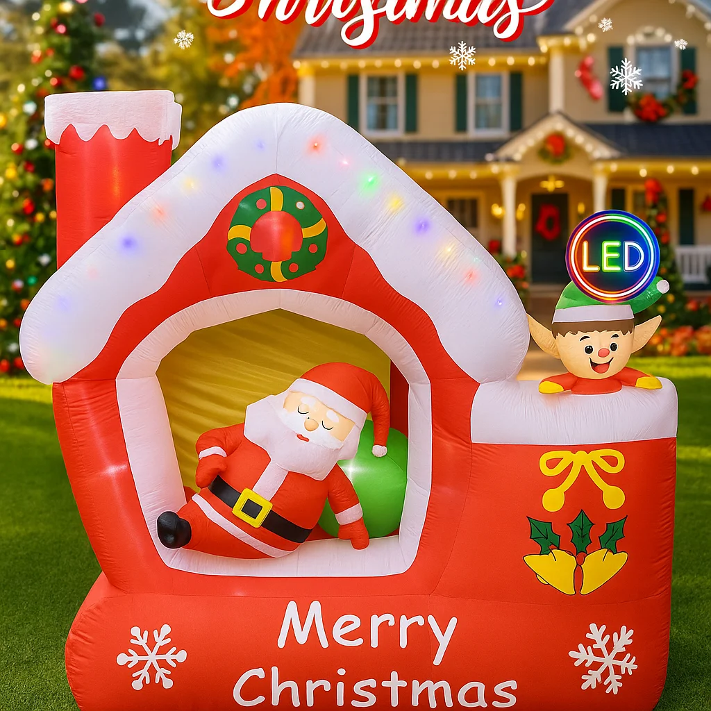 Jouet gonflable géant de noël  - Santa'S Elves Holiday Lighting & Decor Llc avis et prix