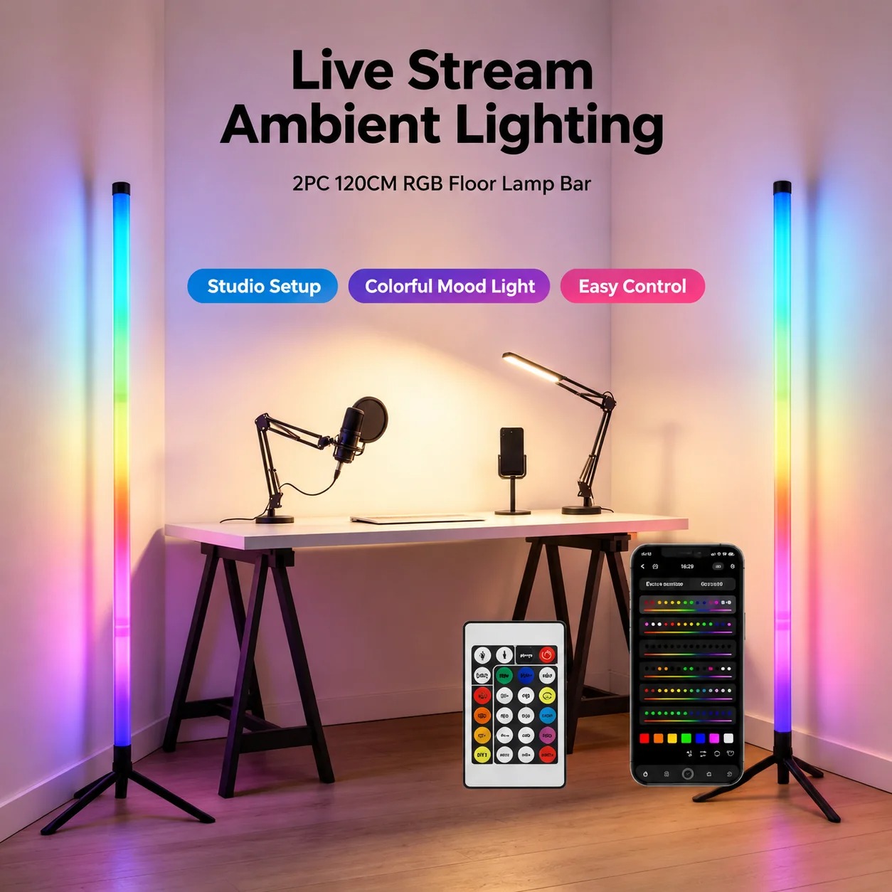 Lot de 2 lampes de sol RGB de  - Lighting Decor Room avis et prix